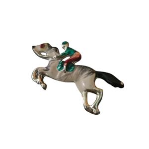 Silver Horse and Rider Brooch
